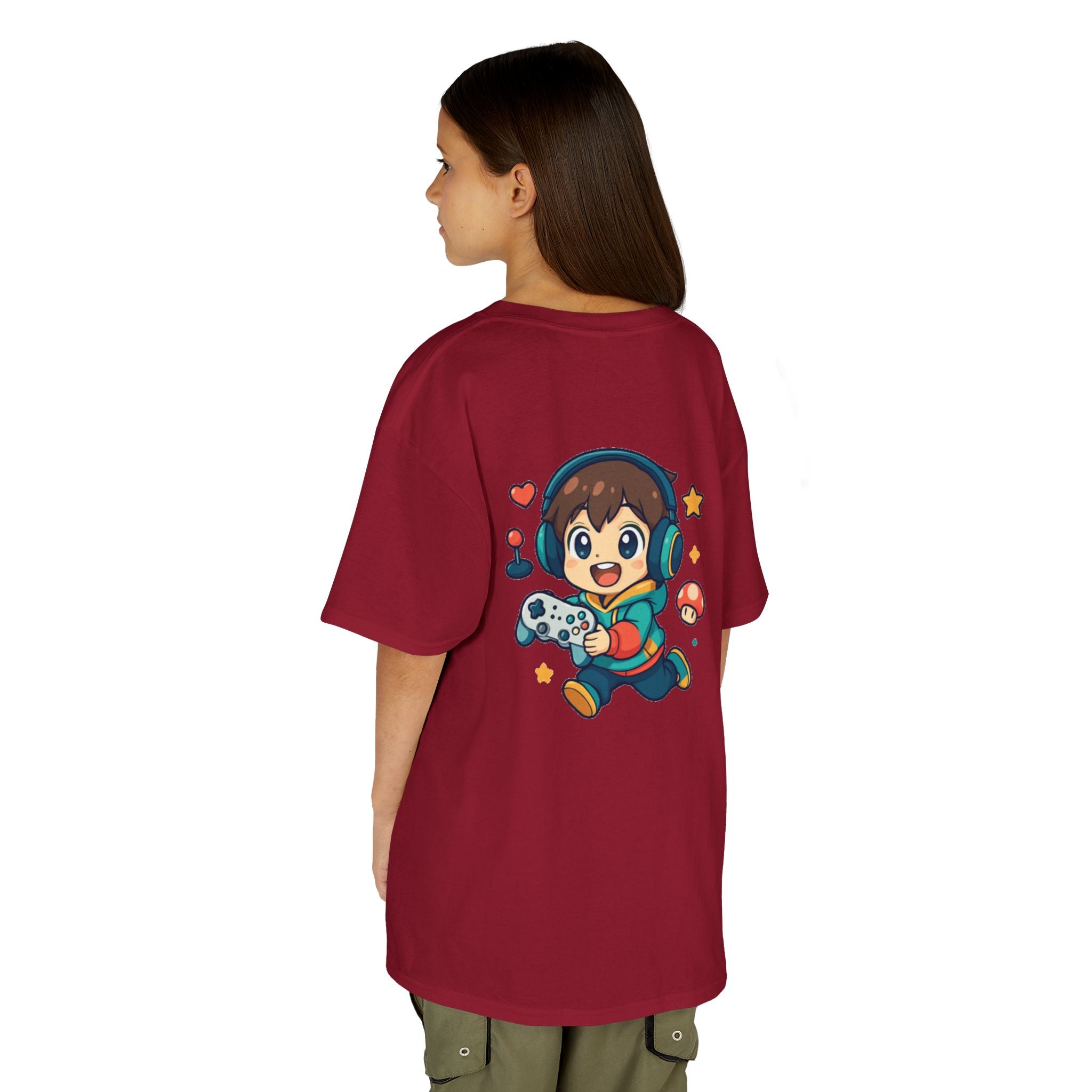 Kids Gamer Tee — Colorful Graphic Back Print & Minimal Front Logo (Many Colors)