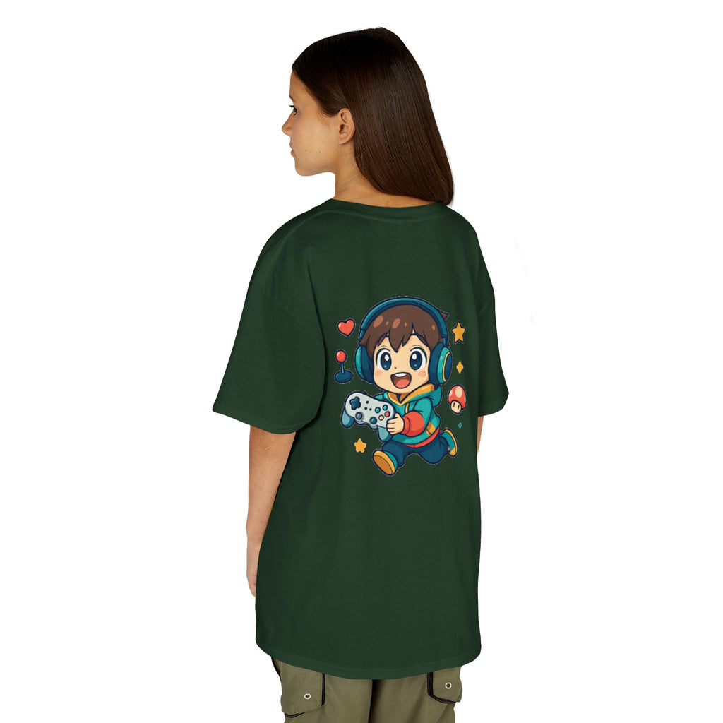 Kids Gamer Tee — Colorful Graphic Back Print & Minimal Front Logo (Many Colors)