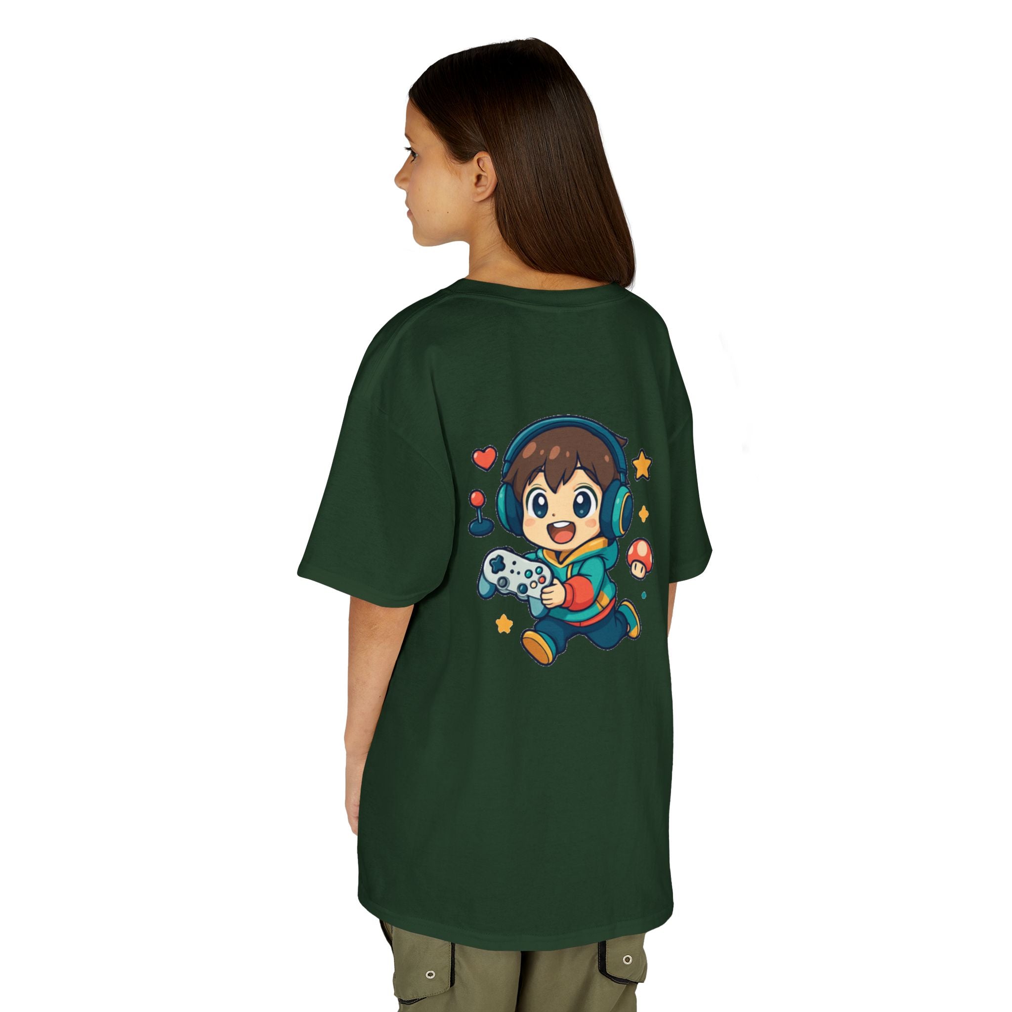 Kids Gamer Tee — Colorful Graphic Back Print & Minimal Front Logo (Many Colors)