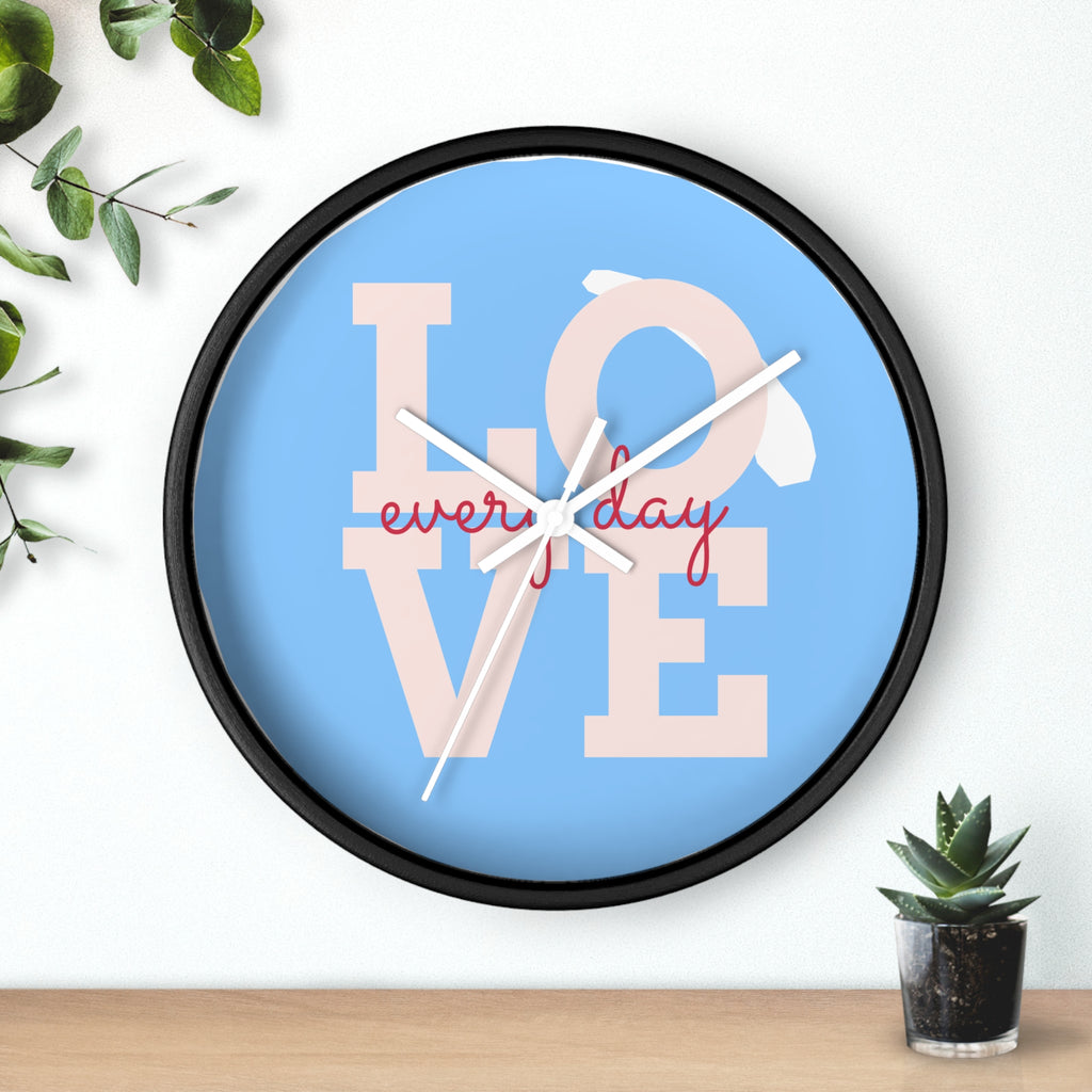 Love Everyday Wall Clock — Pastel Blue Inspirational Home Décor