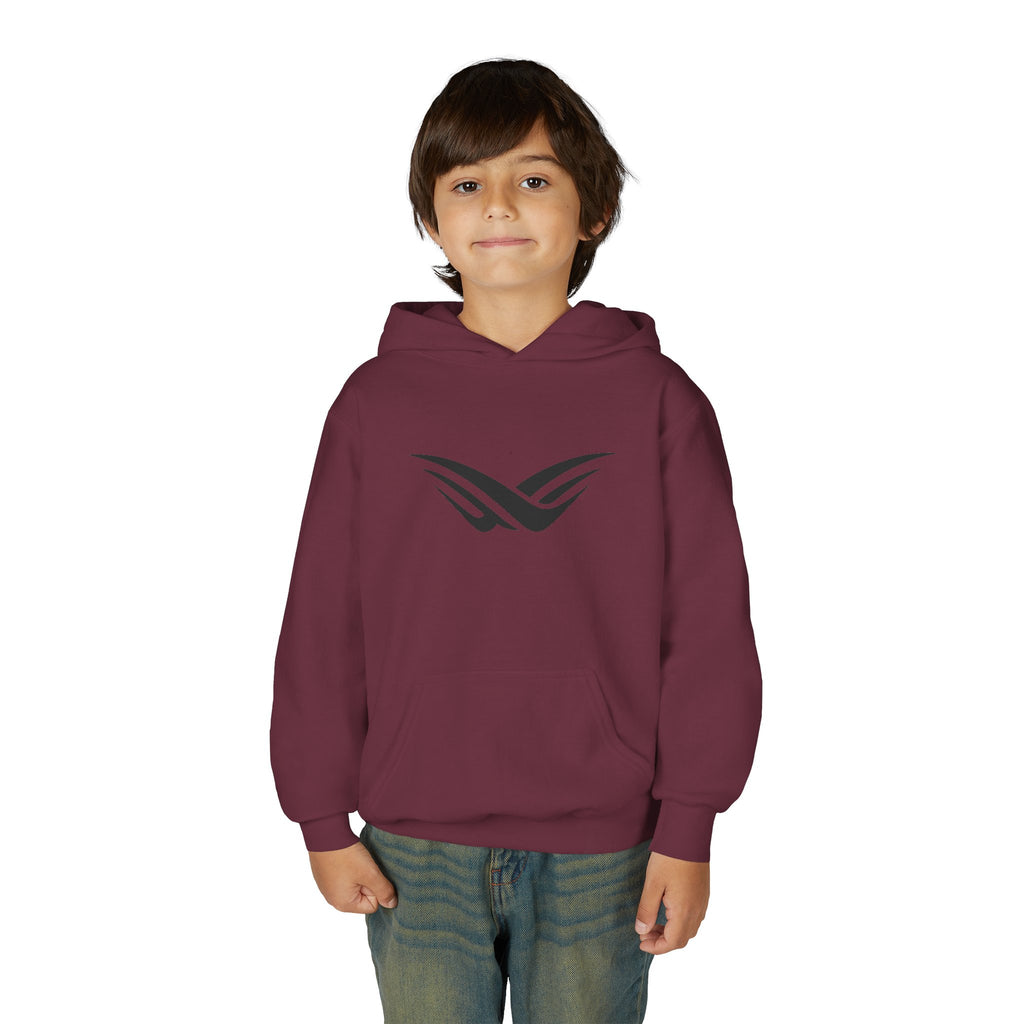 Youth Hoodie with Minimal Wave Logo — Casual Kids Pullover