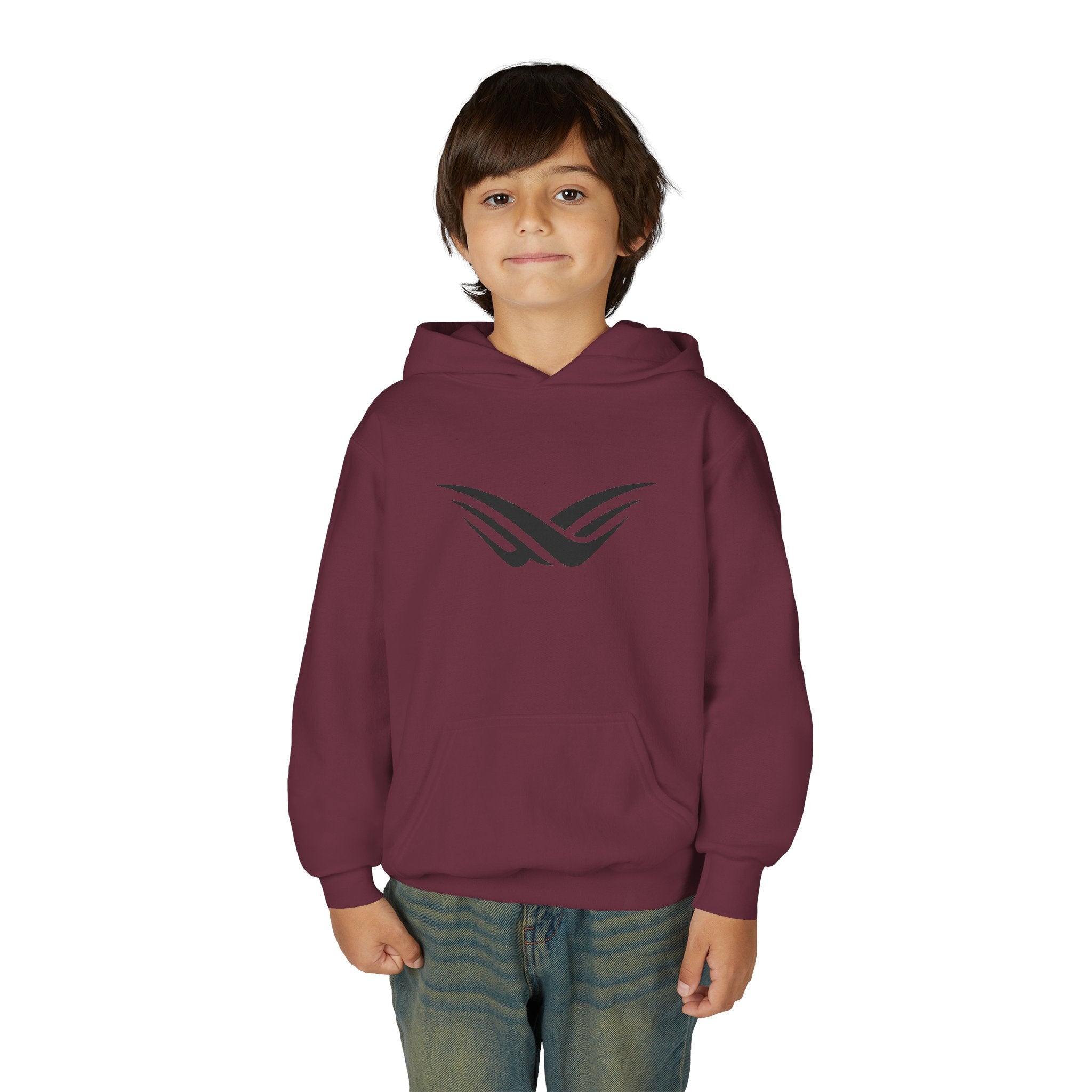 Youth Hoodie with Minimal Wave Logo — Casual Kids Pullover