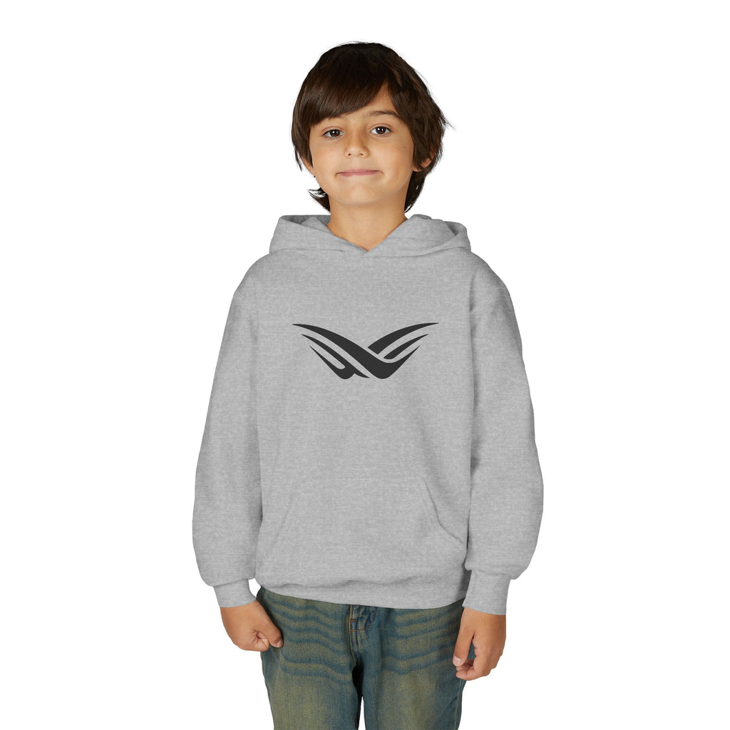 Youth Hoodie with Minimal Wave Logo — Casual Kids Pullover