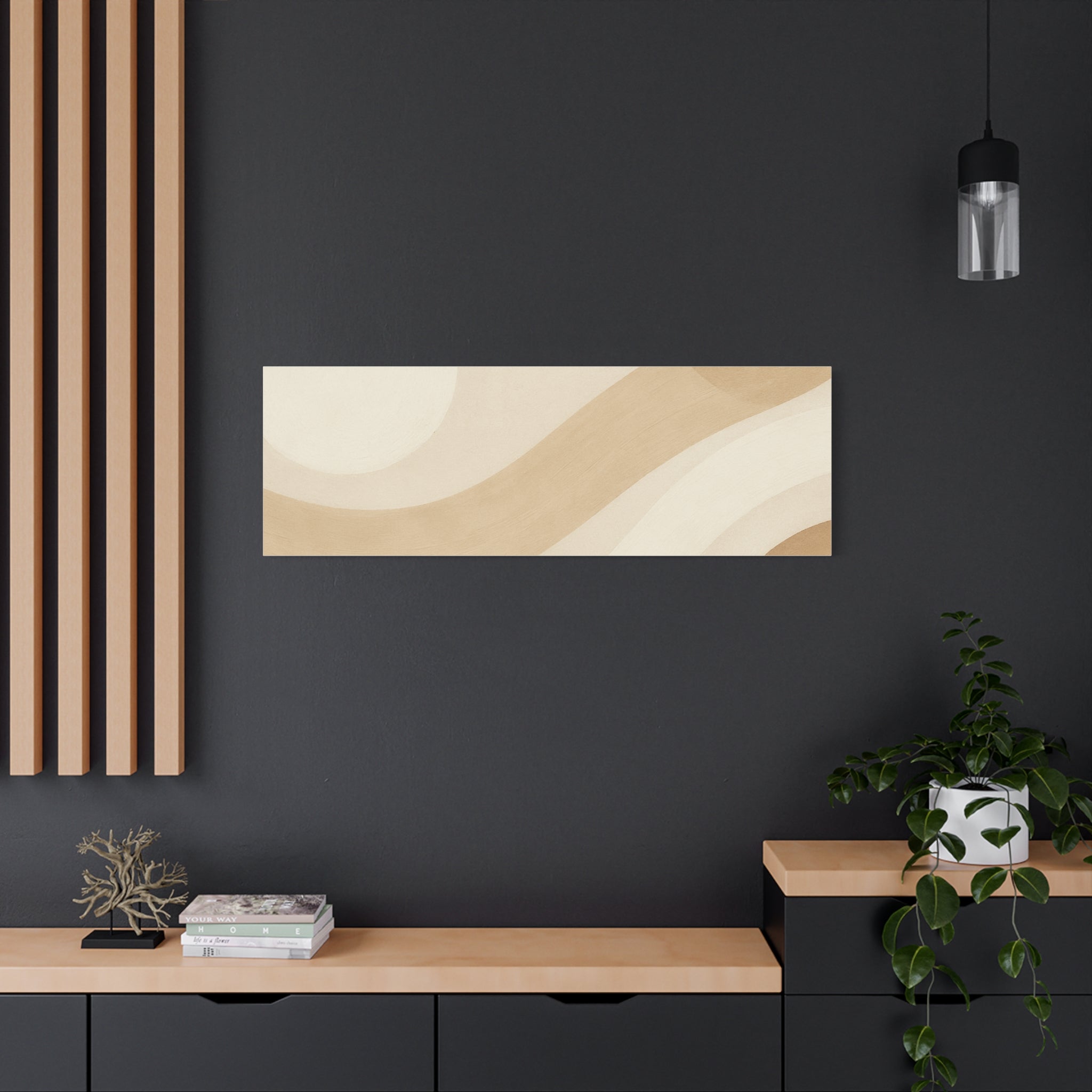 Abstract Neutral Wave Canvas Art – Beige Minimalist Wall Decor