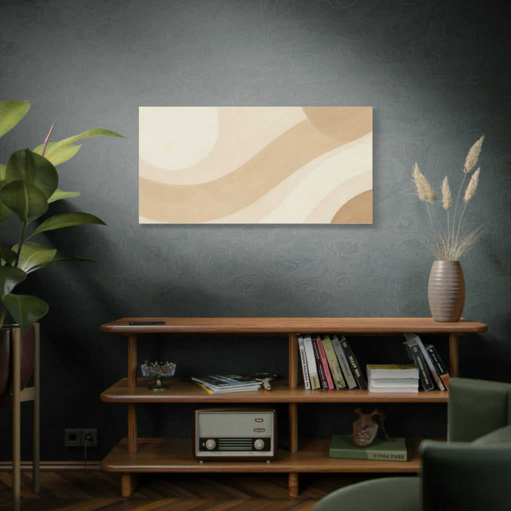 Abstract Neutral Wave Canvas Art – Beige Minimalist Wall Decor